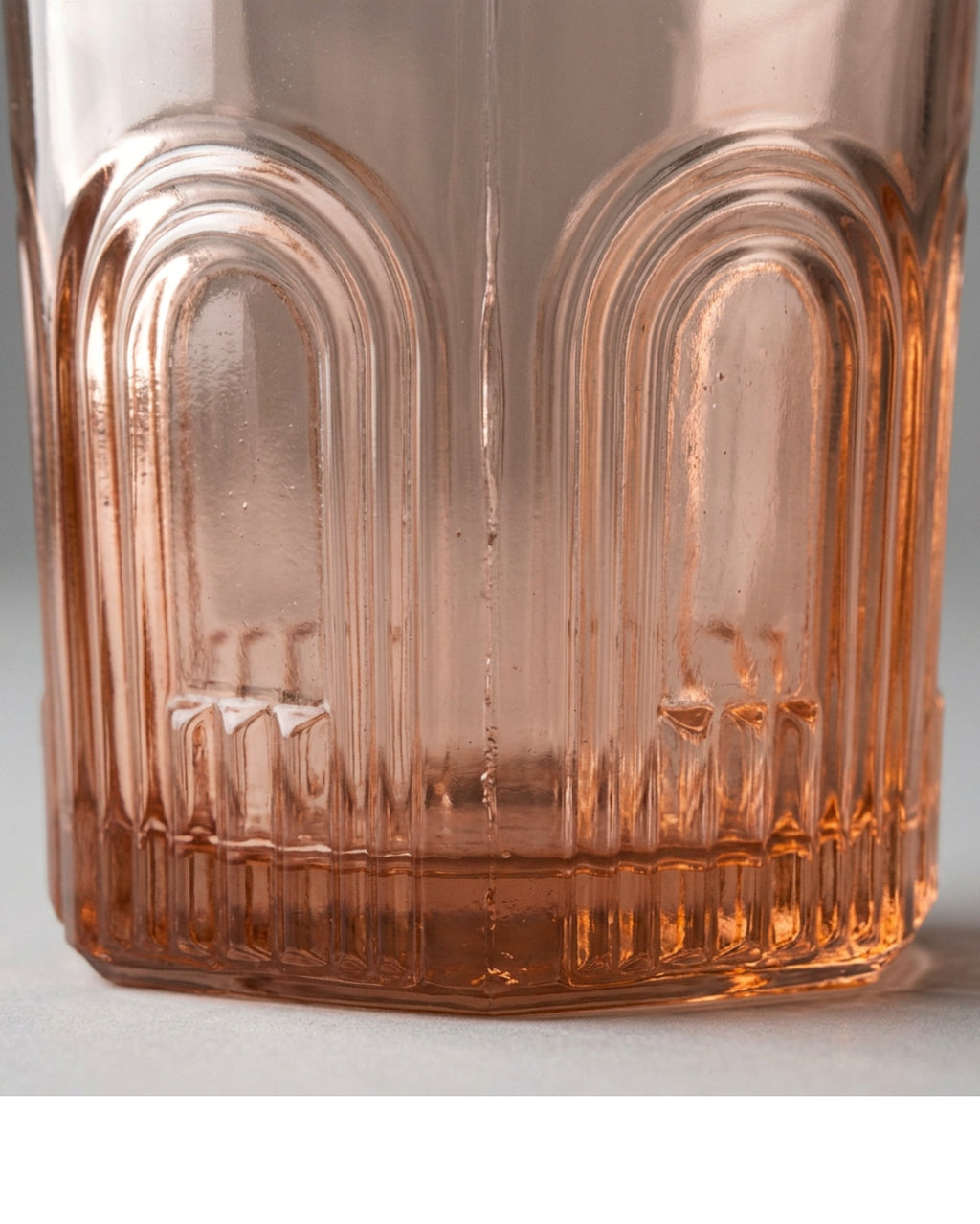 Ybdfm Art Deco Arch Pressed Glass Tumbler 13 oz Blush - Detail view
