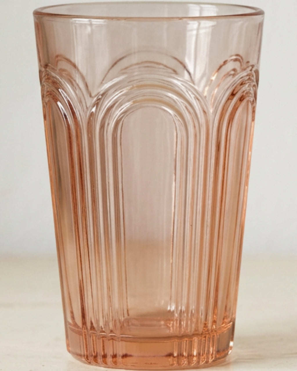 Ybdfm Art Deco Arch Pressed Glass Tumbler 13 oz Blush - Lifestyle view