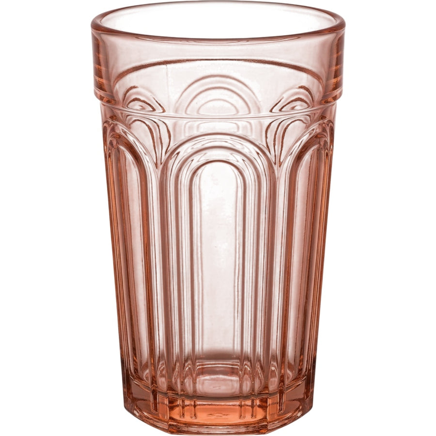 Ybdfm Art Deco Arch Pressed Glass Tumbler 13 oz Blush