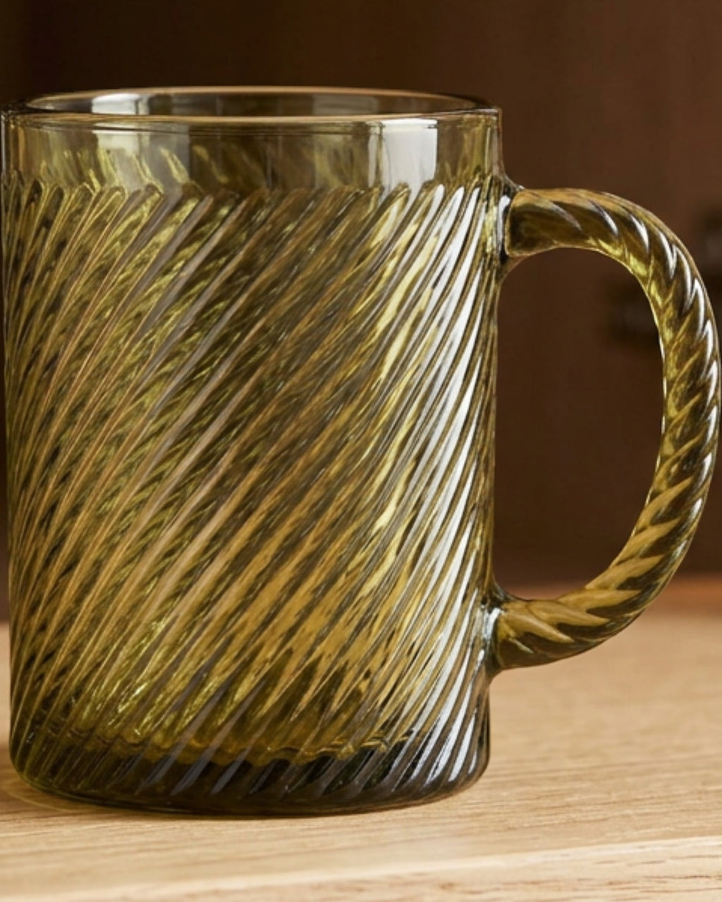 Ybdfm Rope-Twist Handle Embossed Glass Mug 12 oz Olive - Lifestyle view