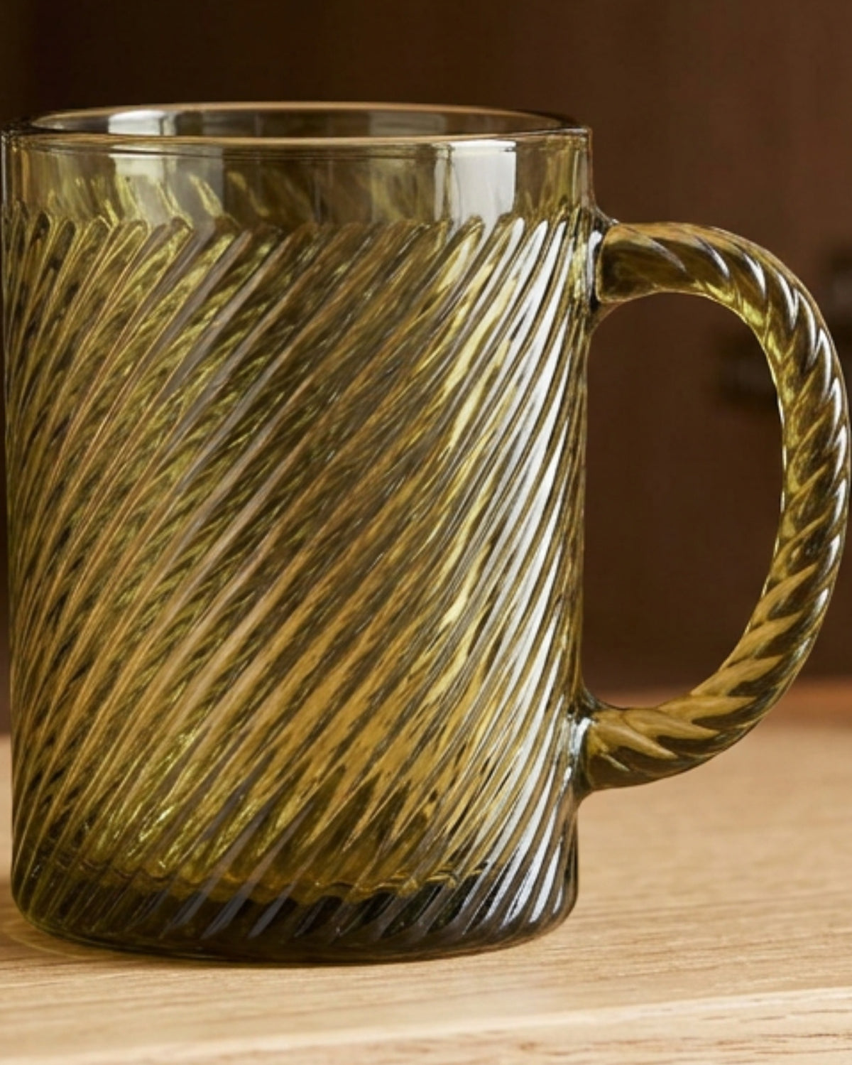 Ybdfm Rope-Twist Handle Embossed Glass Mug 12 oz Olive - Lifestyle view