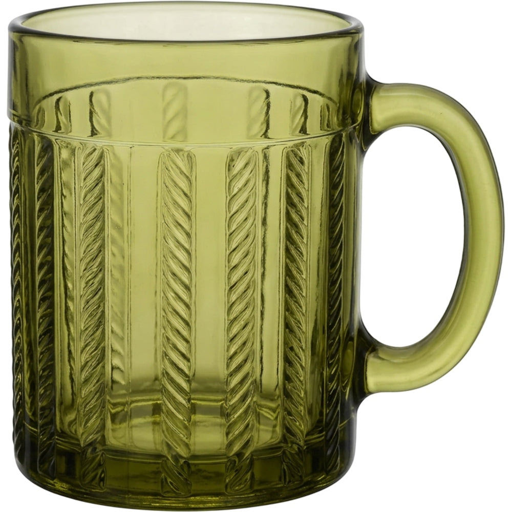 Ybdfm Rope-Twist Handle Embossed Glass Mug 12 oz Olive - Product view