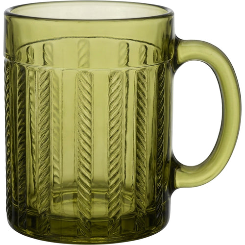 Ybdfm Rope-Twist Handle Embossed Glass Mug 12 oz Olive - Product view