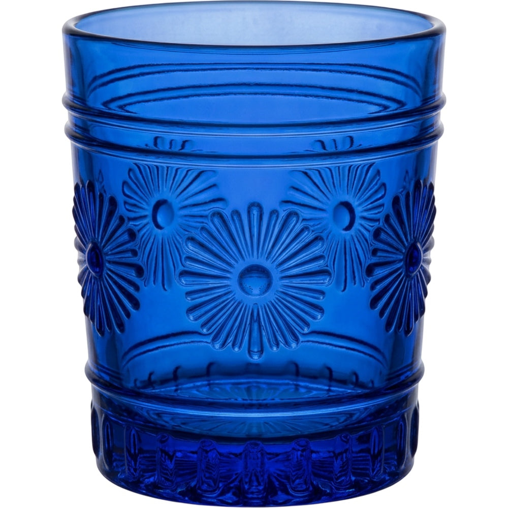 Ybdfm Sunburst Medallion Lowball Glass 10 oz Cobalt - Product view